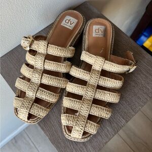 DV Dolce Vita Falcun Woven Fisherman Sandals Natural Tan Size 10
